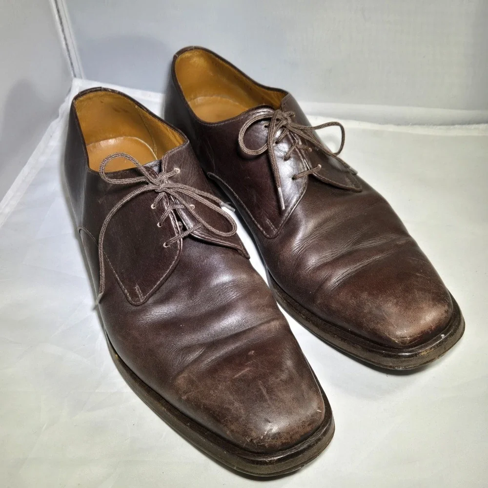 Ermenegildo Zegna Men's Derby Oxford Shoes Mens‎ 9 D Brown Dress Leather Italy